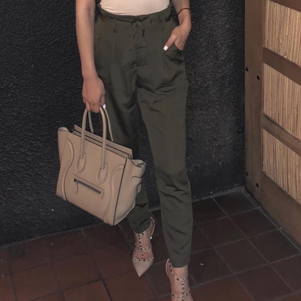 Paper bag olive green pants